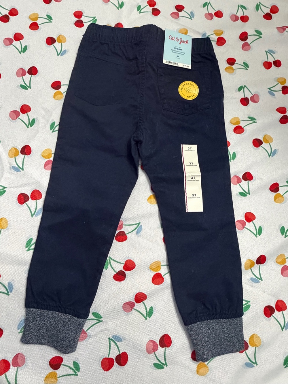 Cat & Jack Navy Blue Jogger Pants with Gray Cuffs - 3T